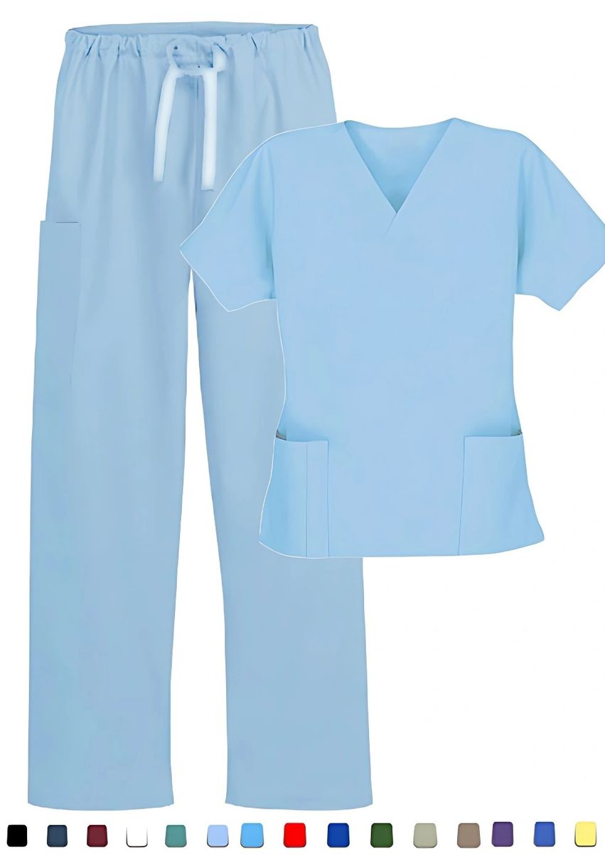 Solid Scrub Sets Women's 1 Cargo And 3 Pocket Scrubs